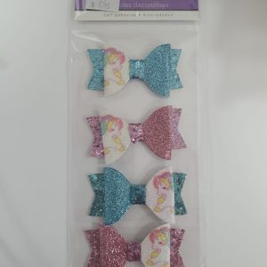 Forever In Time Decorative Bows Unicorn Glitter 4 Piezas