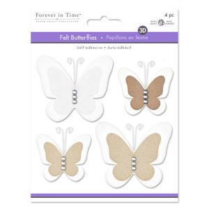 Forever in Time Felt Butterflies Elegance 4 Piezas