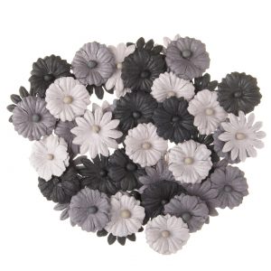 Darice Floral Embellishments Margaritas Negro/Gris 48 Piezas