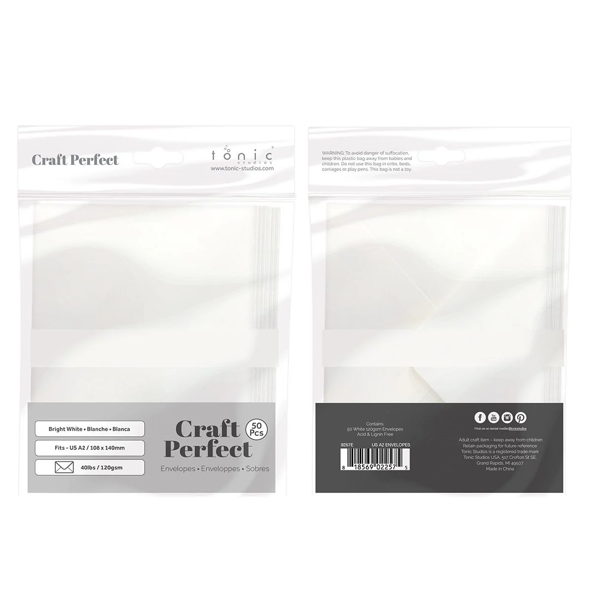 TONIC A2 white Envelopes 50 Pc