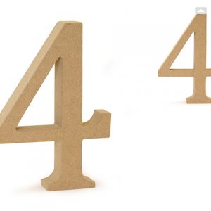 Número  "4" de Madera Natural  5"