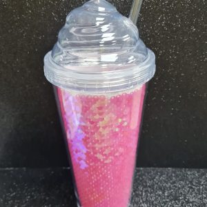 Vaso Acrílico Tapa Tipo Cono Rosado Tornasol