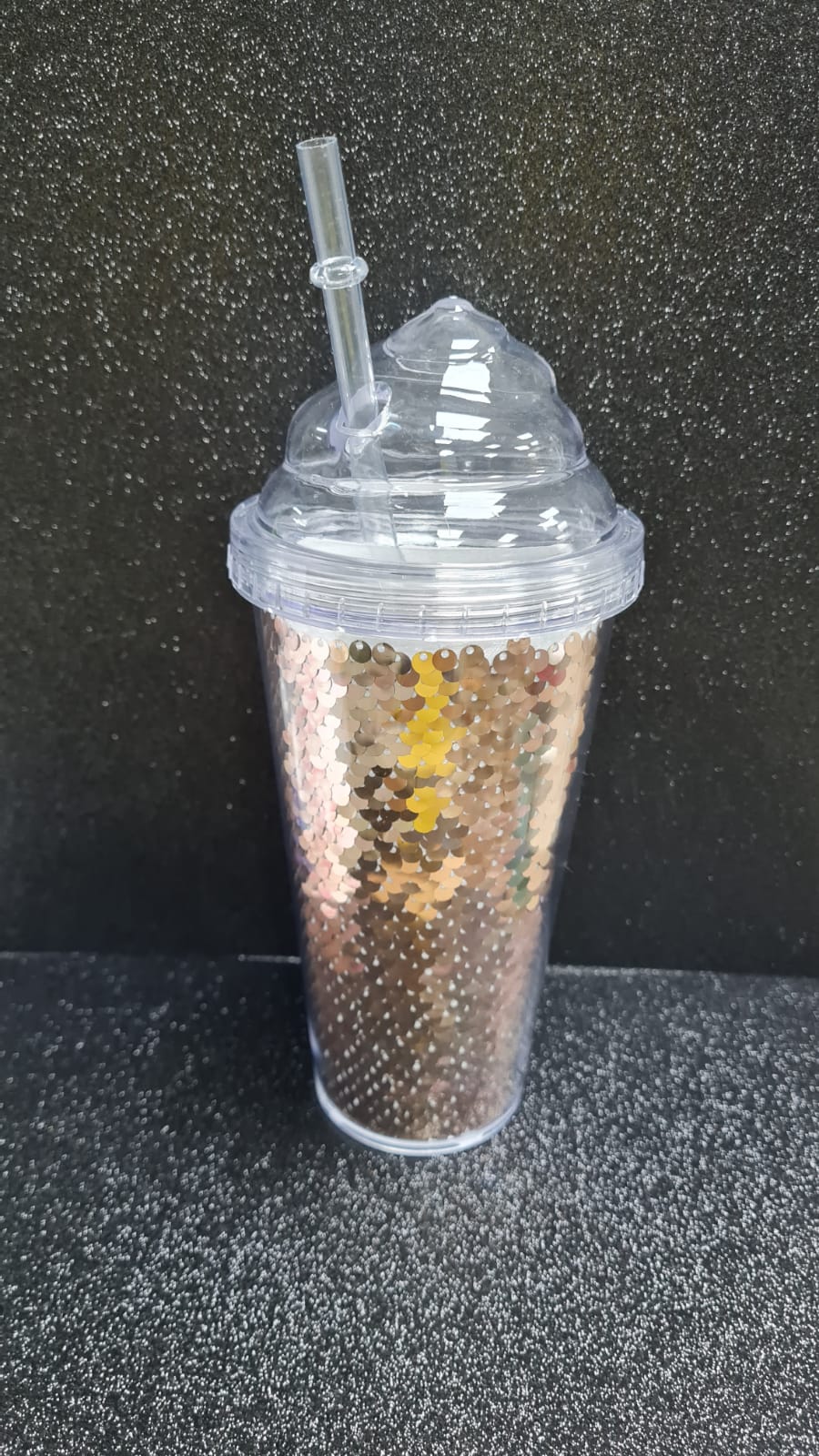 Vaso Acrílico Tapa Tipo Cono Rose Gold