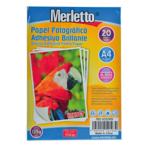 Papel Fotográfico Adhesivo Brillante Resistente al Agua 135g
