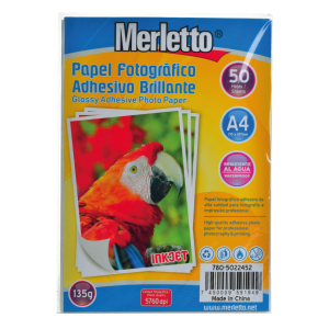 Papel Fotográfico Adhesivo Brillante Resistente al Agua 135g