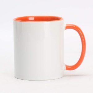 Taza blanca con interior y asa anaranjado 11oz