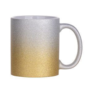 Taza escarchada degrade plateado con dorado de 11oz