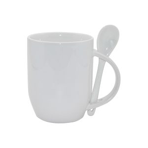 Taza cónica blanca con cuchara 11oz