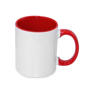 Taza blanca con interior y asa rojo 11oz