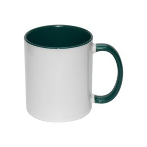 Taza blanca con interior y asa verde 11oz