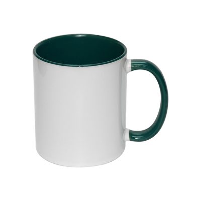Taza blanca con interior y asa verde 11oz