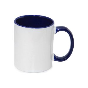 Taza blanca con interior y asa azul 11oz