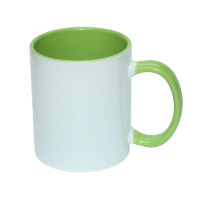Taza blanca con interior y asa verde claro 11oz