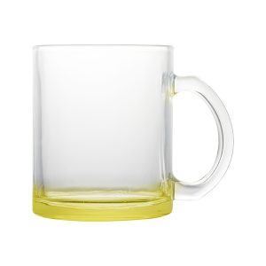 Taza de vidrio con degrade amarillo limon