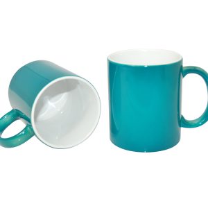 Taza magica de 11 Oz verde pulida con caja