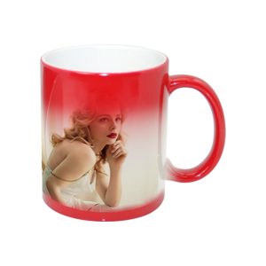 Taza magica de 11 Oz roja pulida con caja