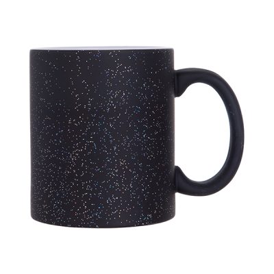 Taza magica de 11 Oz negro mate con escarcha.