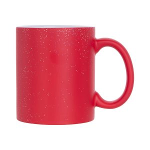 Taza mágica de 11 Oz roja mate con escarcha.