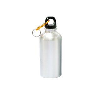 Botella de Aluminio de 17 Oz con mosqueton plateada