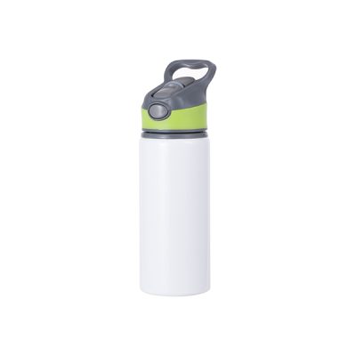 Botella aluminio de 22 Oz tapa de botón sorbete y agarradera blanca con verde