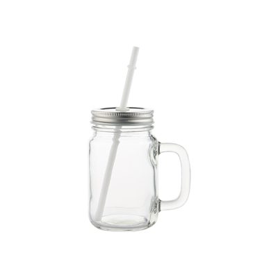 Jarra de Vidrio Mason de 12 Oz con sorbete transparente