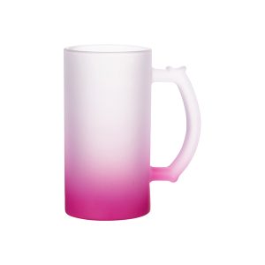 Taza Cervecera de vidrio Frosted de 16 Oz degrade Fucsia