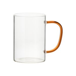 Taza de vidrio de 12 oz transparente asa carey