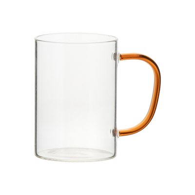 Taza de vidrio de 12 oz transparente asa carey