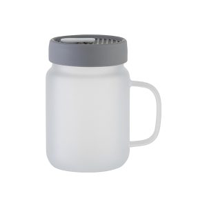 Mason Jar de vidrio esmerilada con tapa de silicona gris