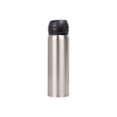 Botella de acero inoxidable con tapa pop de 17 oz plateada