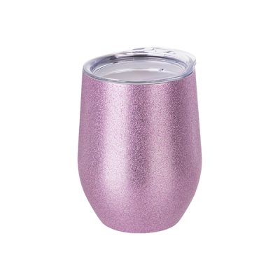 Vaso vinero de acero inoxidable de 12 Oz escarchado rosado