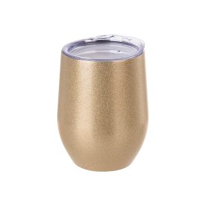 Vaso vinero de acero inoxidable de 12 Oz escarchado dorado