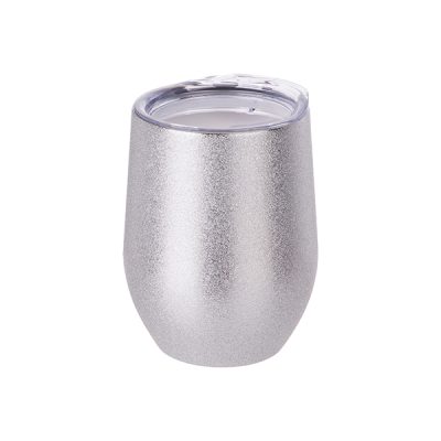 Vaso vinero de acero inoxidable de 12 Oz escarchado plateado