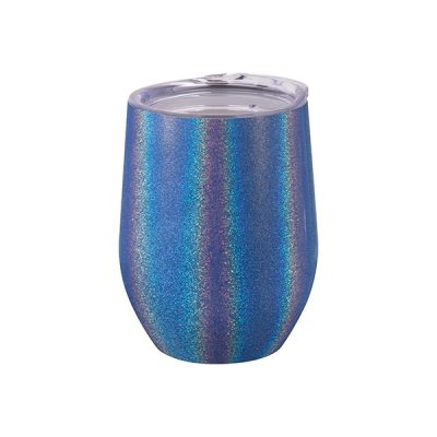 Vaso vinero de acero inoxidable de 12 Oz tornasol escarchado azul