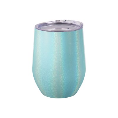 Vaso vinero de acero inoxidable de 12 Oz tornasol escarchado celeste