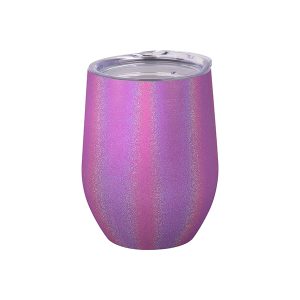 Vaso vinero de acero inoxidable de 12 Oz tornasol escarchado morado