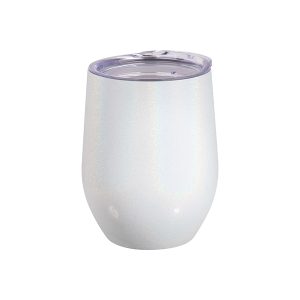 Vaso vinero de acero inoxidable de 12 Oz tornasol escarchado blanco