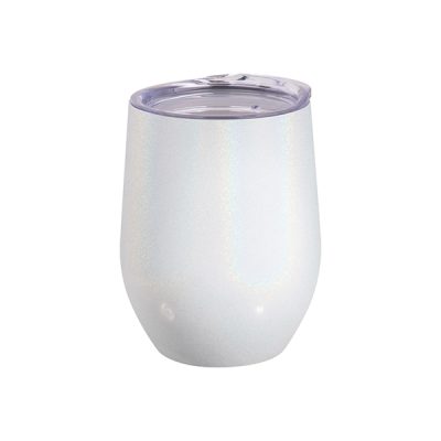 Vaso vinero de acero inoxidable de 12 Oz tornasol escarchado blanco