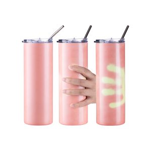 Vaso skinny de acero inoxidable de 20 Oz sensible al calor naranja/ amarillo