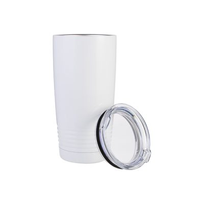 Vaso de acero inoxidable de 20oz con grip en forma de anillos blanco