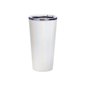 Vaso de acero inoxidable de 16 Oz tornasol escarchado blanco