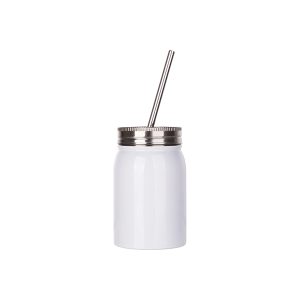 Jarra estilo Mason de acero inoxidable de 17 Oz blanca