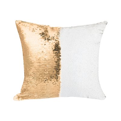 Cubre almohadones de lentejuelas (dorado con blanco)