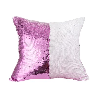 Cubre almohadones de lentejuelas (Fucsia con blanco)