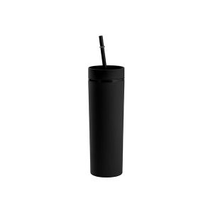 Vaso plástico skinny negro 16oz