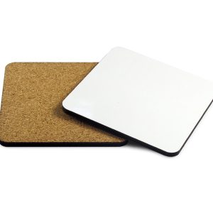 Portavasos cuadrado para sublimar con base de corcho (9.5cm x 9.5 cm)