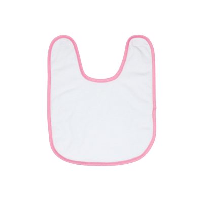Babero blanco con borde rosado