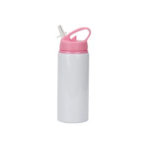 Termo de aluminio sublimable tapa de carrizo rosada de 20oz