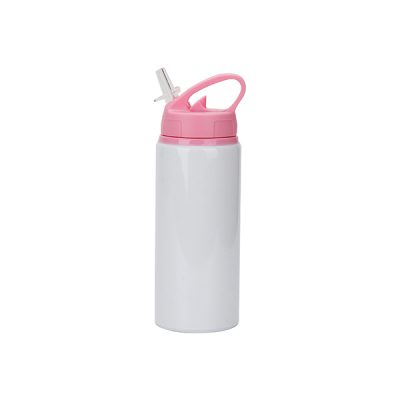 Termo de aluminio sublimable tapa de carrizo rosada de 20oz