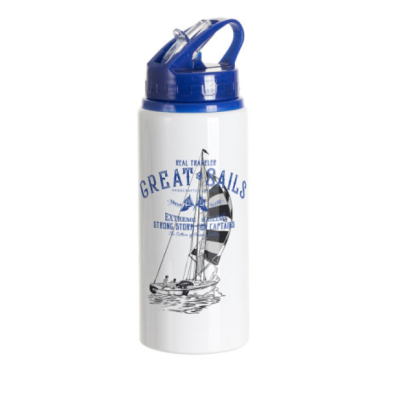 Termo de aluminio sublimable tapa de carrizo celeste de 20oz
